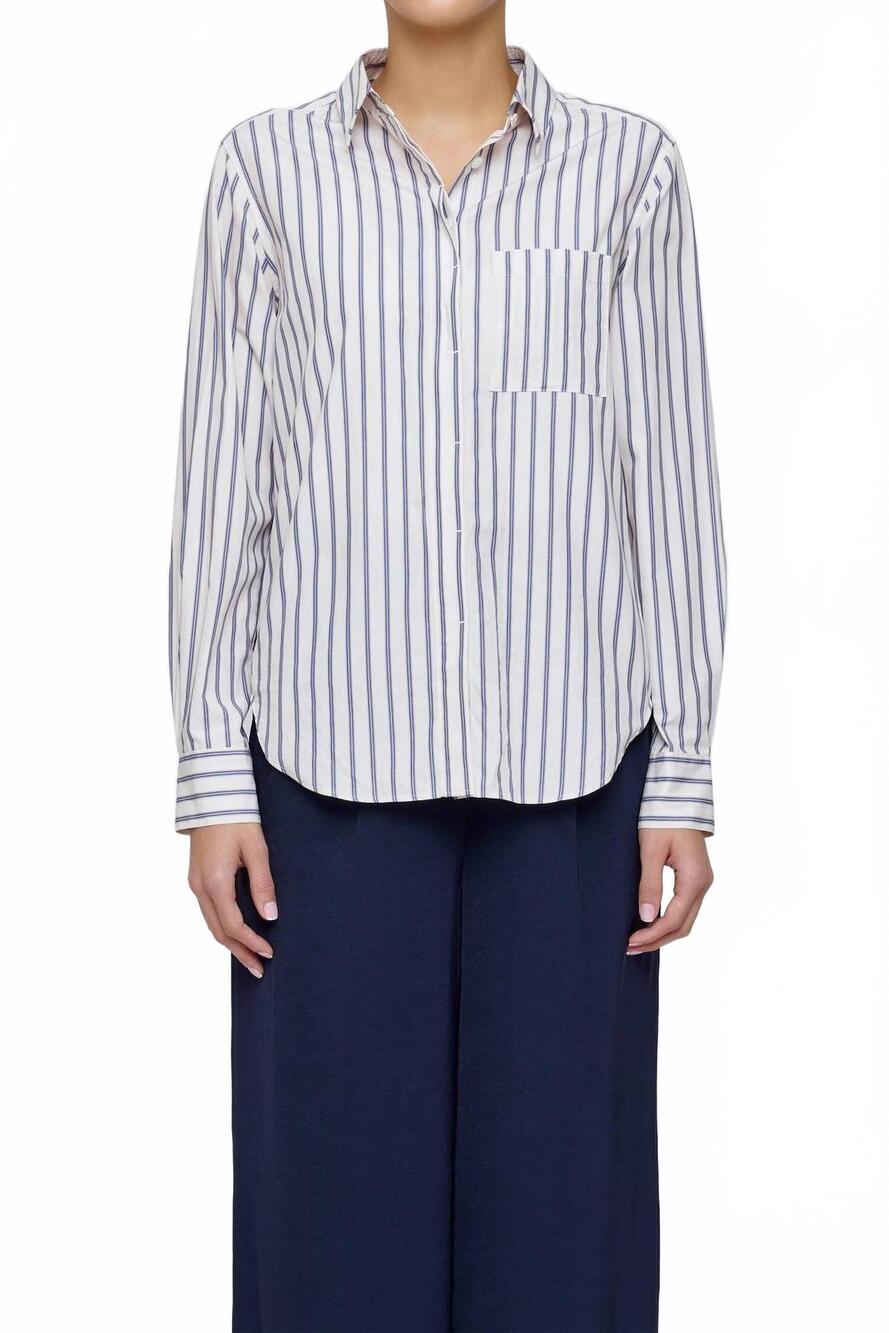 NEW MOUSSY basic striped shirt in multi white